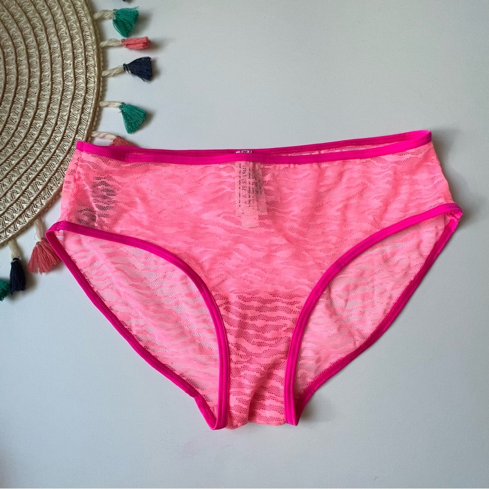 Victoria's Secret VTG Extra Low Rise Mesh Hiphugger Panty Pink Zebra Stripe Smal